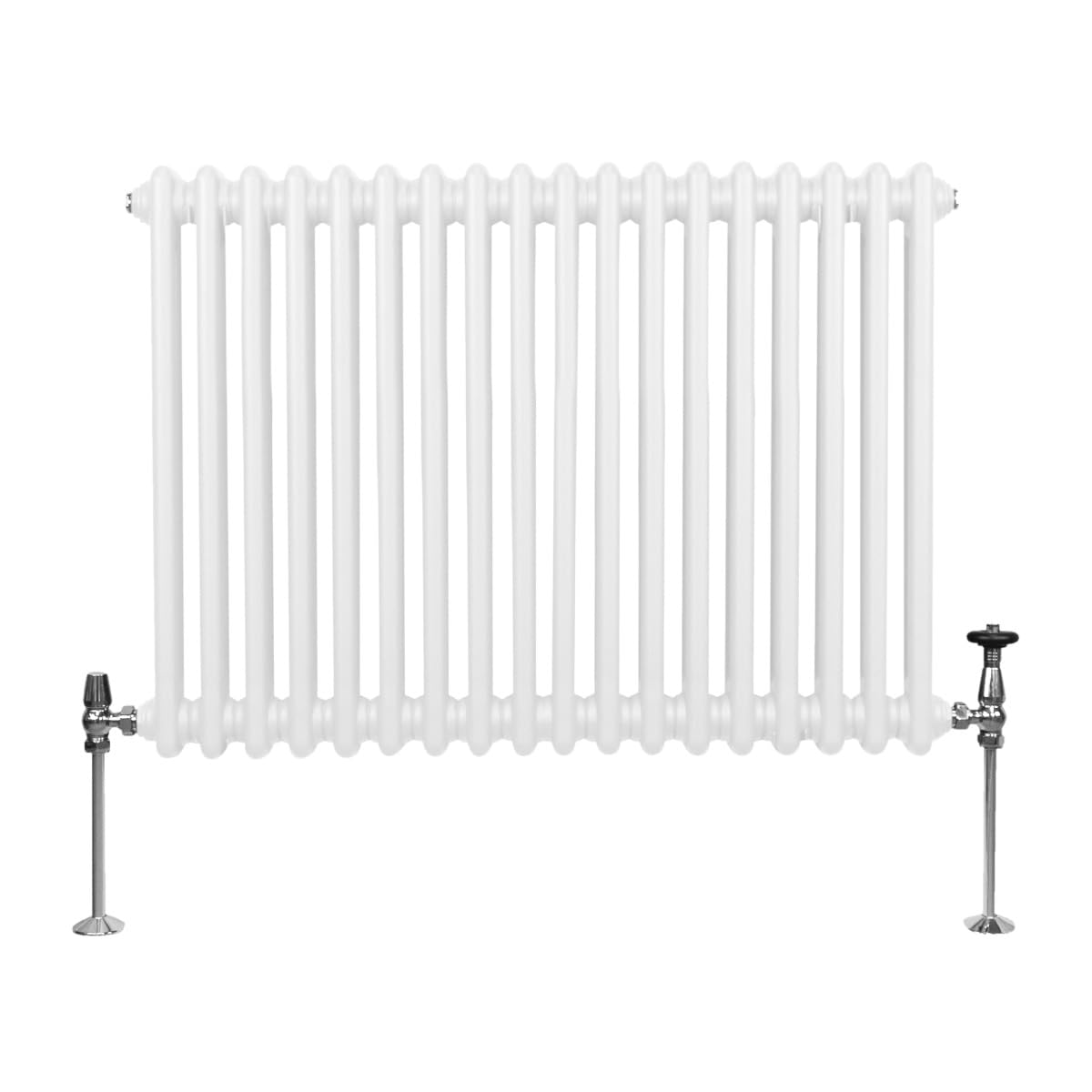 Radiatore Termosifone a 2 Colonne 600 x 832mm Moderno Centralizzato Bianco in Acciaio Inox Orizzontale a Parete Cucina Soggiorno Bagno Kit di Fissaggio e Spazzola Inclusi