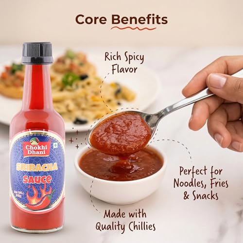 Image of Chokhi Dhani Original Sriracha Hot Chilli Dip 240g | Spicy Red Chilli Garlic Condiment | Perfect for Noodles, Momos, Wings & Burgers | Ready-to-Use Asian Hot Spread | No Artificial Colours