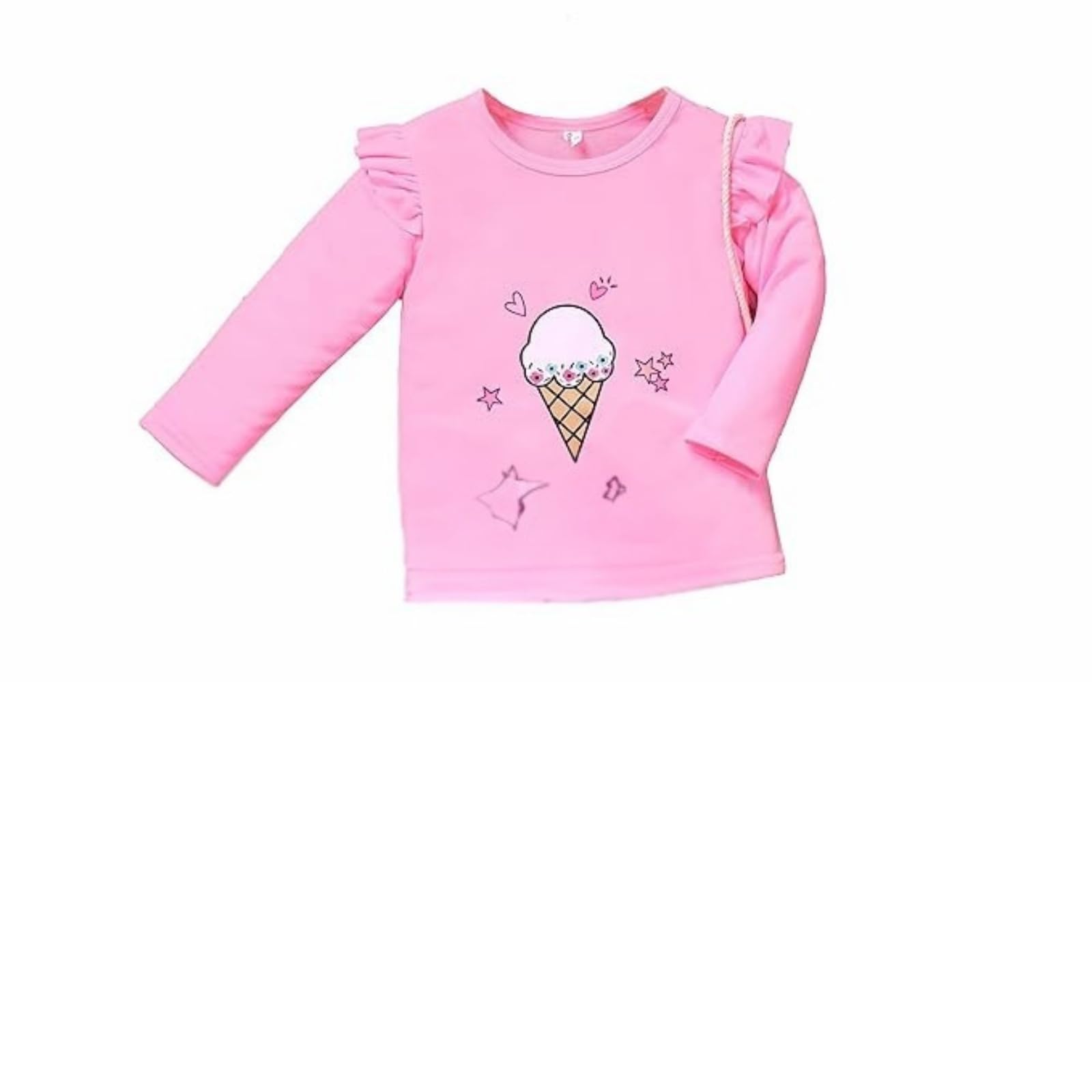 HIKUJ Set da bambina, in poliestere e cotone, a maniche lunghe, con stampa e gonna svasata, girocollo, maglietta grafica con elastico in vita, set di due pezzi