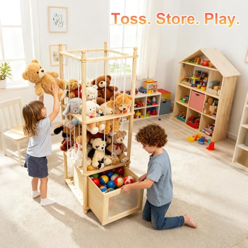 Solid Wood Stuffed Animal Organizer with Clear Drawer - Save Now - Image 6