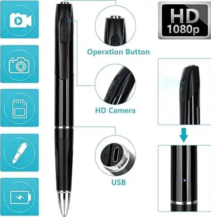 Image of securinnov 1080P Full HD Spy Pen Camera | Invisible Lens for Secret Evidence & Operations | Professional Hidden Video & Audio Recorder for Home Office & Meetings | Indoor Outdoor Usage (Pen Camera)