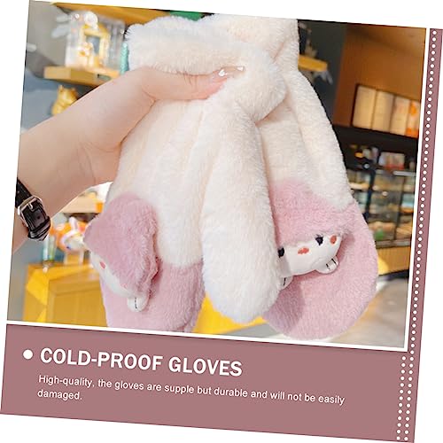 SAFIGLE 1pair Thick Cartoon Gloves Doll Design Warm Gloves for Boys and Girls and Adults Cold Skin-friendly for Outdoor Activities4