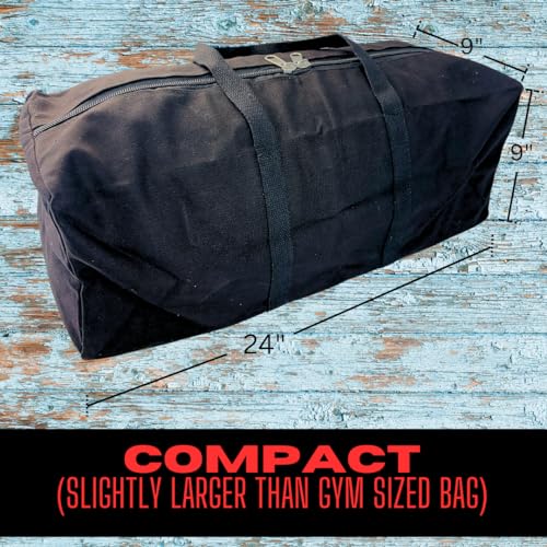 ADROIT Heavy Duty Double Zipper Black Canvas Bag | Sizes 16" 24" 32" 48" 60" | Double-Reinforced Nylon Straps2