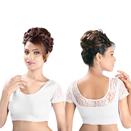 Image of Abhi Half Sleeve Cotton Blouse with Net at Back jmd2224