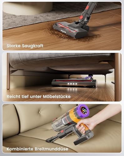 Lefant Akku Staubsauger 40KPa/450W/42Min für Tierhaare/Teppiche/Hartböden – Ansicht 4