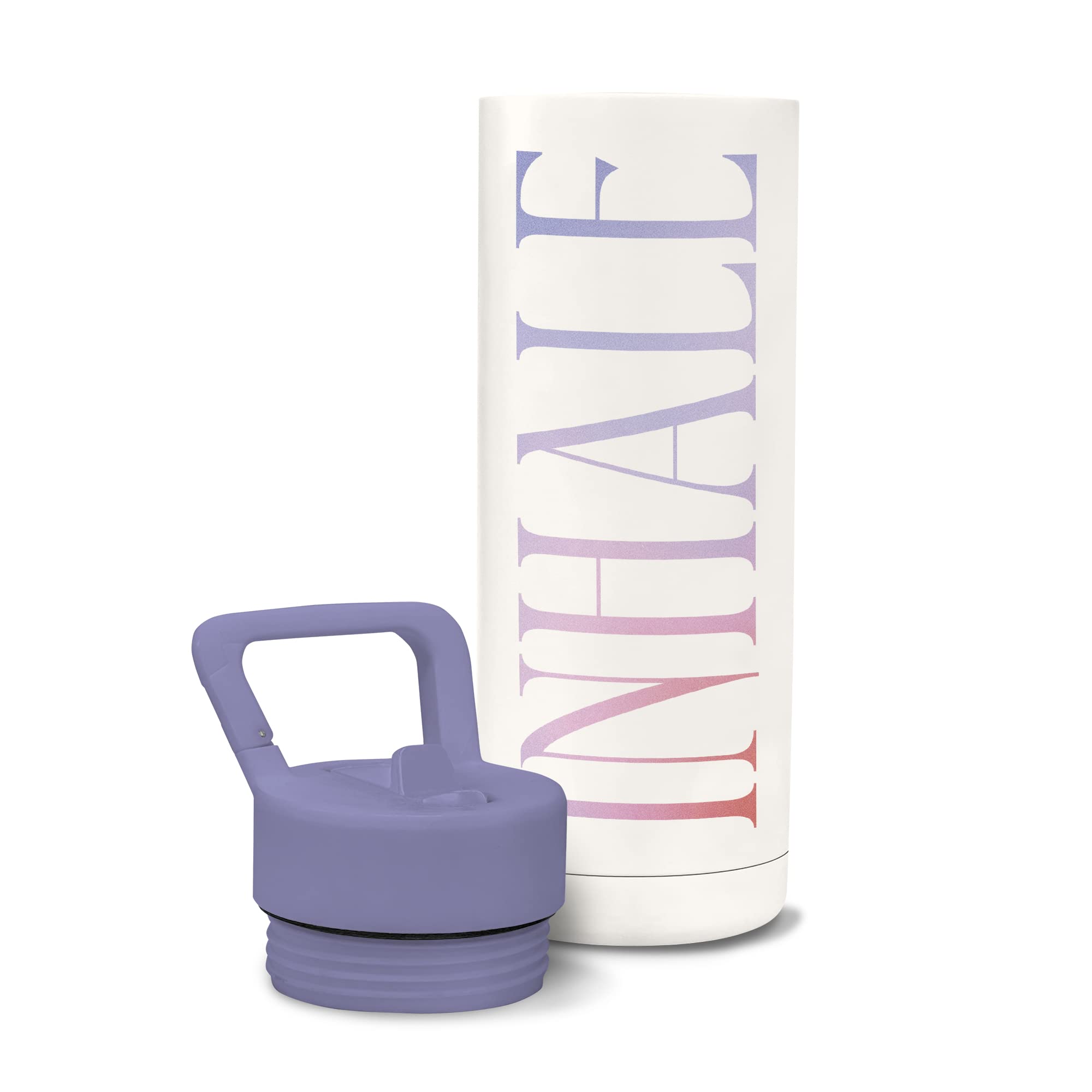 Studio Oh! Inhale Exhale Isolierte Wasserflasche mit Strohhalm, doppelwandige Edelstahl-Wasserflasche, 590 ml