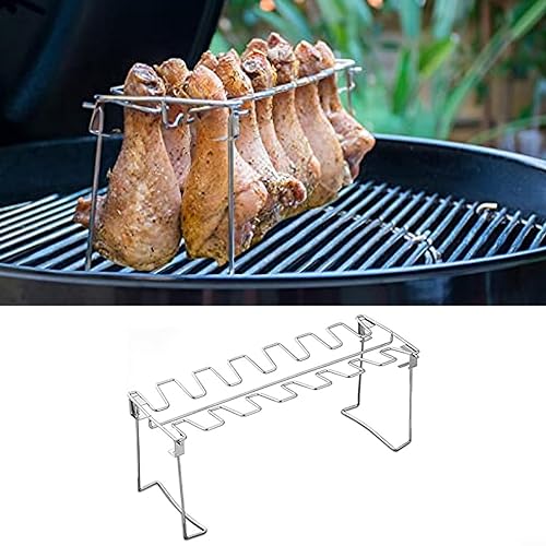 Edelstahl Hähnchenschenkel Rack 14 Slots Hähnchenbein Und Flügel Rack Halter Chicken Wing Rack Chicken Drumstick Halter Für Ofen & Grill Smoker
