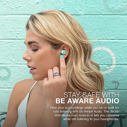 Image of JLab JBuds Mini True Wireless Bluetooth Earbuds + Charging Case, Mint, IP55 Sweat and Dust Proof, Bluetooth Multipoint, Be Aware Audio, 3 EQ Sound Settings, Crystal Clear Calls