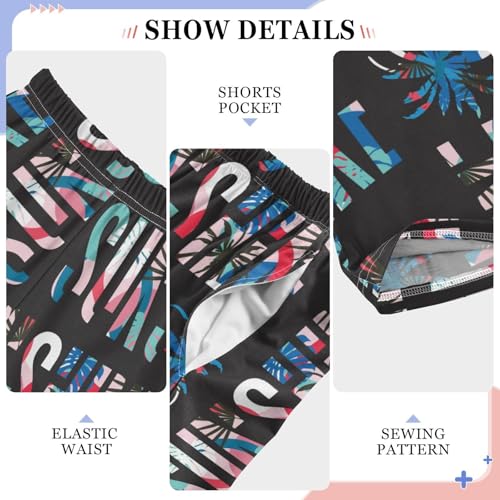 ZZXXB Sunshine Palm Tree Boys Long Pants Soft Trousers Elastic Waist Kids Lounge Bottoms with Pockets S-XL4