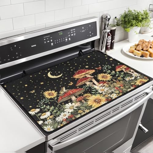 Image of Mushroom Stove Top Covers for Gas Burners, Wear Resistant Electric Stove Top Cover, Anti Scalding Flat Range Stovetop Protector, Thick Dish Drying Mat, Easy to Clean