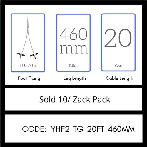 GRIPPLE No. 2 x 20' Y-Toggle Hangers (YHF2-TG-20FT-460MM) Pack of 10, USA Made
