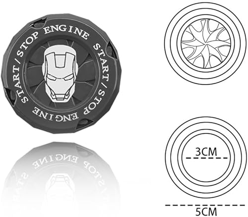 Miniatura 4 de Cubierta de botón de arranque giratorio mecánico, accesorios de automóvil Iron Man, cubierta para botón de arranque del motor, calcomanías de Iron