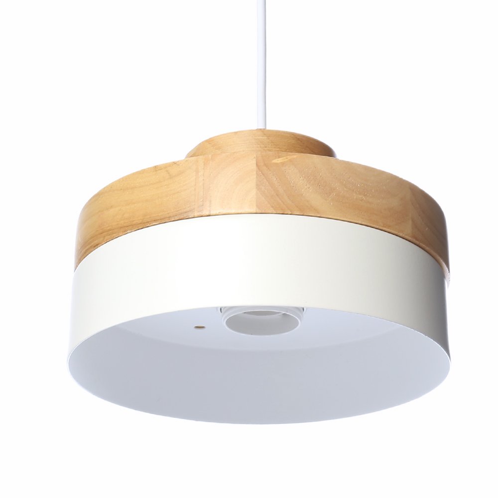 Chrasy E27 Métal Moderne Suspensions Luminaires Industriel Retro Plafonnier Luminaire Lumiere Metal et Bois Luminaire éclairage Vintage Plafonnier Lustre Lampe (Blanc)