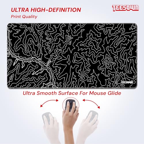 Image of Black Canyon Map Stitched Mousepad (11x23) for Laptop, Desktop, PC and Gaming Deskmat (Stitched Black 2.O, L)