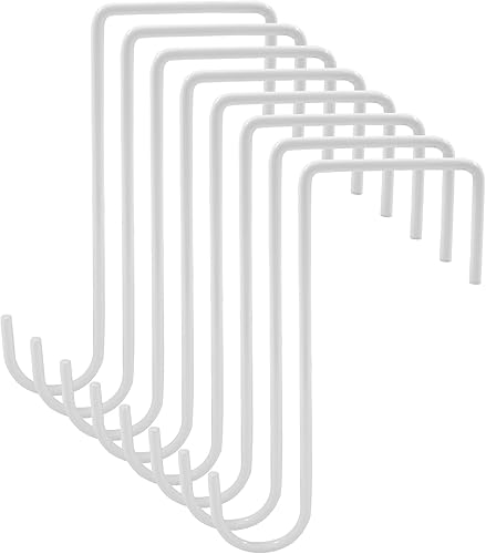 Hitefu 8 ganchos de vinilo para vallas, ganchos de patio de 3 x 8 pulgadas, ganchos de acero con recubrimiento de polvo blanco para colgar comederos