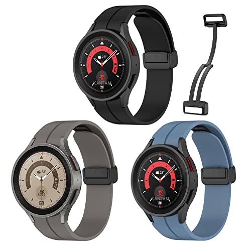 Epoosuo Galaxy Watch 5 Pro Bands 45mm, 3 PACK No Gap Silicone Sport Band Compatible with Galaxy...