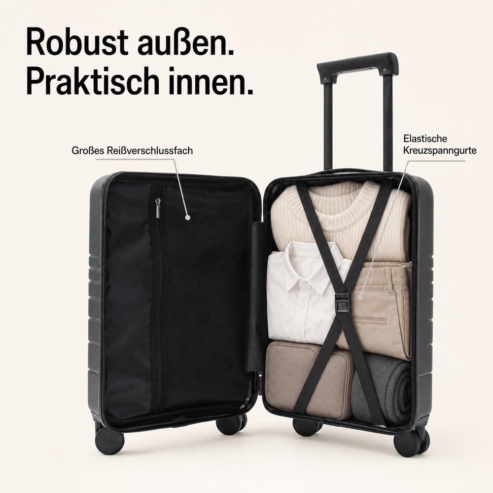 Kofferset 3-teilig Grau 195L – Eternitive E2 Plus | Laptoptasche 38L + Mittel 60L + XL 97L | TSA-Schloss