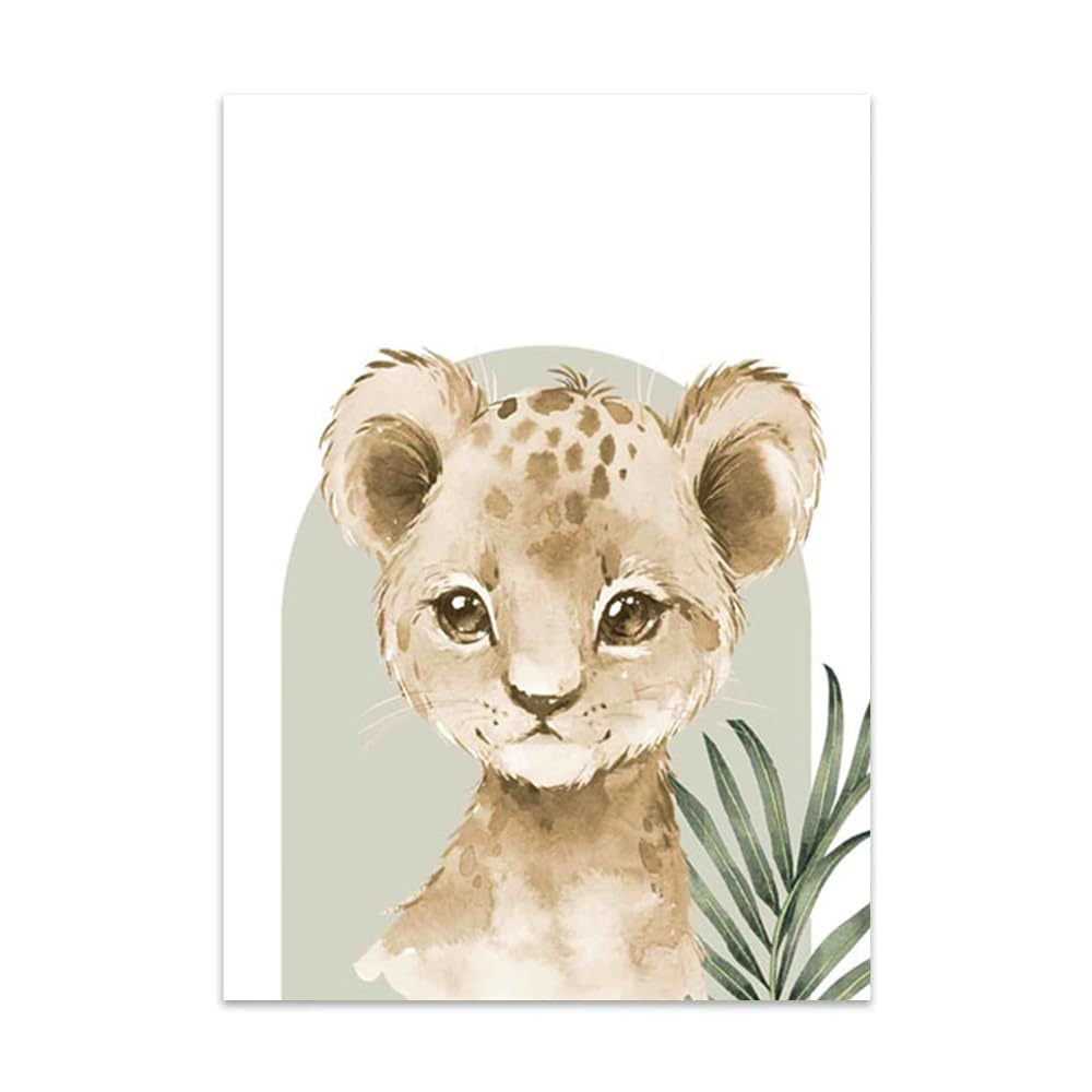 3 Laminas Animales Infantiles Personalizadas 30X40CM Poster Habitacion Bebe Cuadros Safari Infantil Niño Beige Verde Lienzo Infantil Selve Laminas Animales Salvajes Bebe Niño Habitacion sin Marco