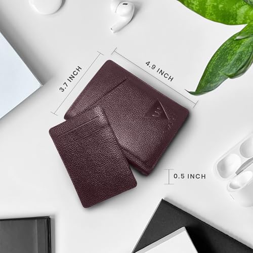 WIZI 100% Leather Wallet for Men | RFID Blocking | Bifold, Extra Capacity with 2 ID Windows Removable Slim Front Pocket Card Holder | Slim Billfold with 7 Card Slots | Gift for Him4