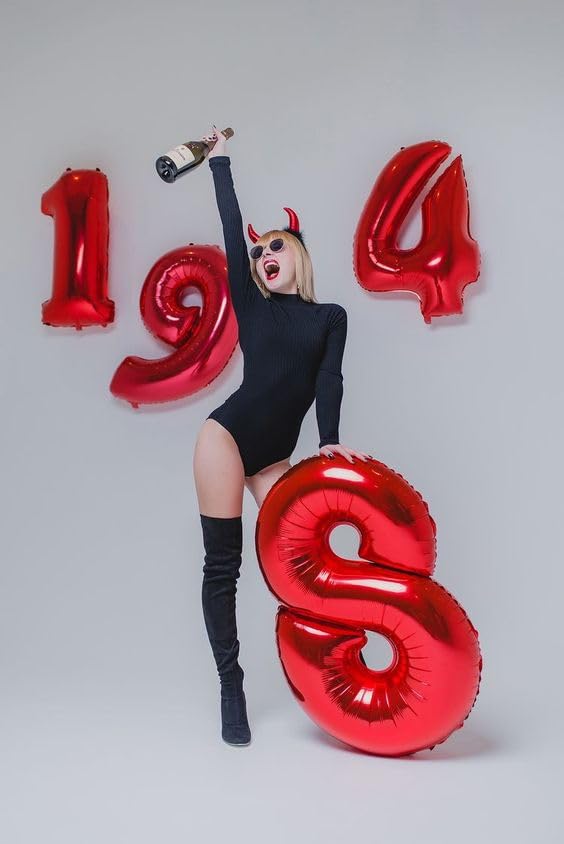 Image of 4 Balloon Numbers Birthday Decorations, 40In Red Balloons for Men Women | Eye-catching Appearance, Perfect Decorative Centerpieces, Convenient Self-sealing Structure, Widely for Various Occasions