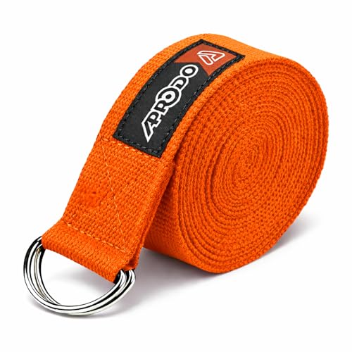 Image of Aprodo Yoga Strap (6 /8 /10 Feet Size Option) 1.5 inch Width 100% Cotton Straps with Adjustable D-Ring Buckle, Best for Yoga, body Flexibility & General Fitness