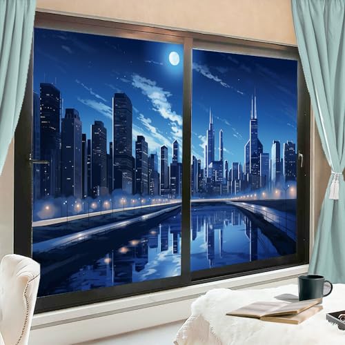 Vinilo adhesivo para ventana con paisaje urbano 17.7x23.6 pulg x2 miniatura 3