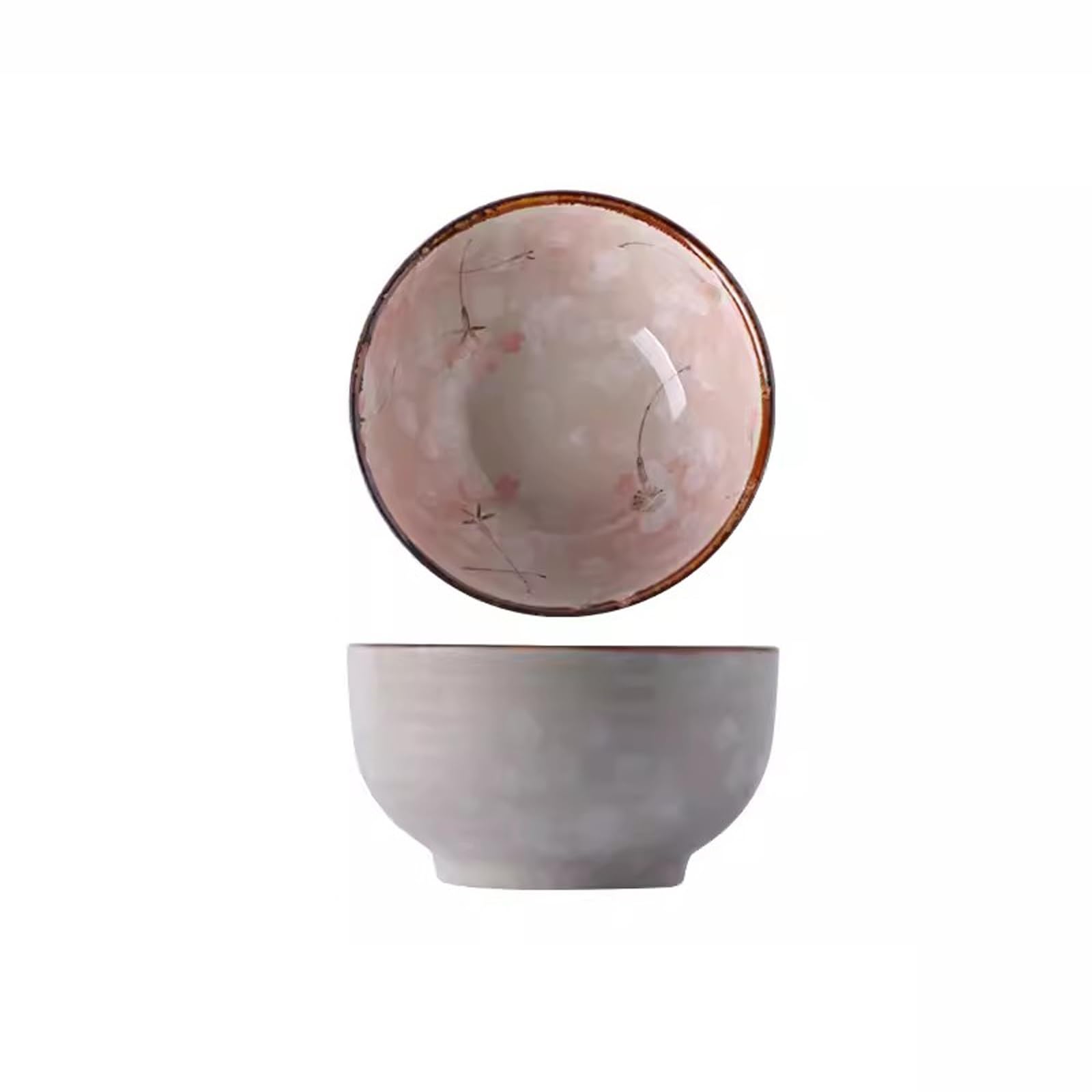 WOTZOV Salad Bowls 3Pcs Tableware Ceramic Bowl For Household Use,5-Inch Rice Bowl For Personal Use,Rice Bowl Set,Underglaze Color Process Ceramic Bowl