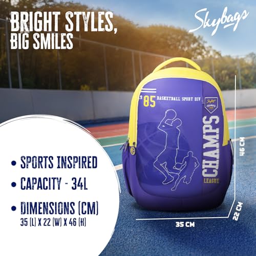 Image of Skybags Klan Plus 37L Casual Backpack for Boys & Girls with 3 Compartments & Adjustable Shoulder Strap | Quick Access Front Pocket | Pencil Pouch | Perfect for School & Travel- Unisex