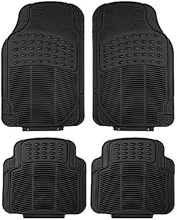 Automotive Floor Mats Black Universal Fit Heavy Duty Rubber for all weather protection fits most Cars, SUVs, and Trucks, 4 Piece (Full Set Trimmable) FH Group F11305BLACK
