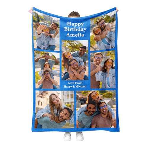 Personalised Dad Blanket Custom Photo Blanket with Picture Sentimental Gifts for Dad from Daughter Son or Wife Customised Throw Blanket for Adults Personalised Christmas Photo Gift
