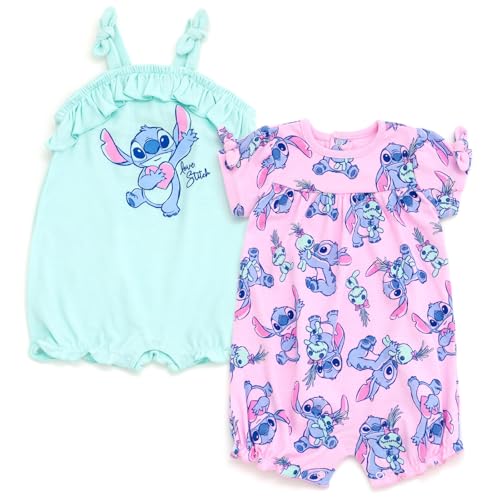 Disney Lilo & Stitch Infant Baby Girls 2 Pack Rompers Turquoise/Pink 18 Months