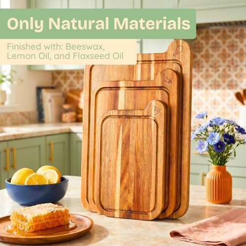 Non-Toxic Acacia Cutting Board Set of 3, Mineral Oil Free, Plastic Free - Image 3
