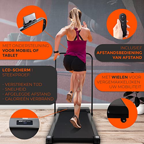 Bonplus BP | Ultraslanke Opvouwbare Loopband | tot 10 km/u | 12 Centimeter in Hoogte | Opvouwbaar en Gemakkelijk op Te Bergen | Maximaal Gewicht 100kg | Loopband Slim - Afbeelding 5