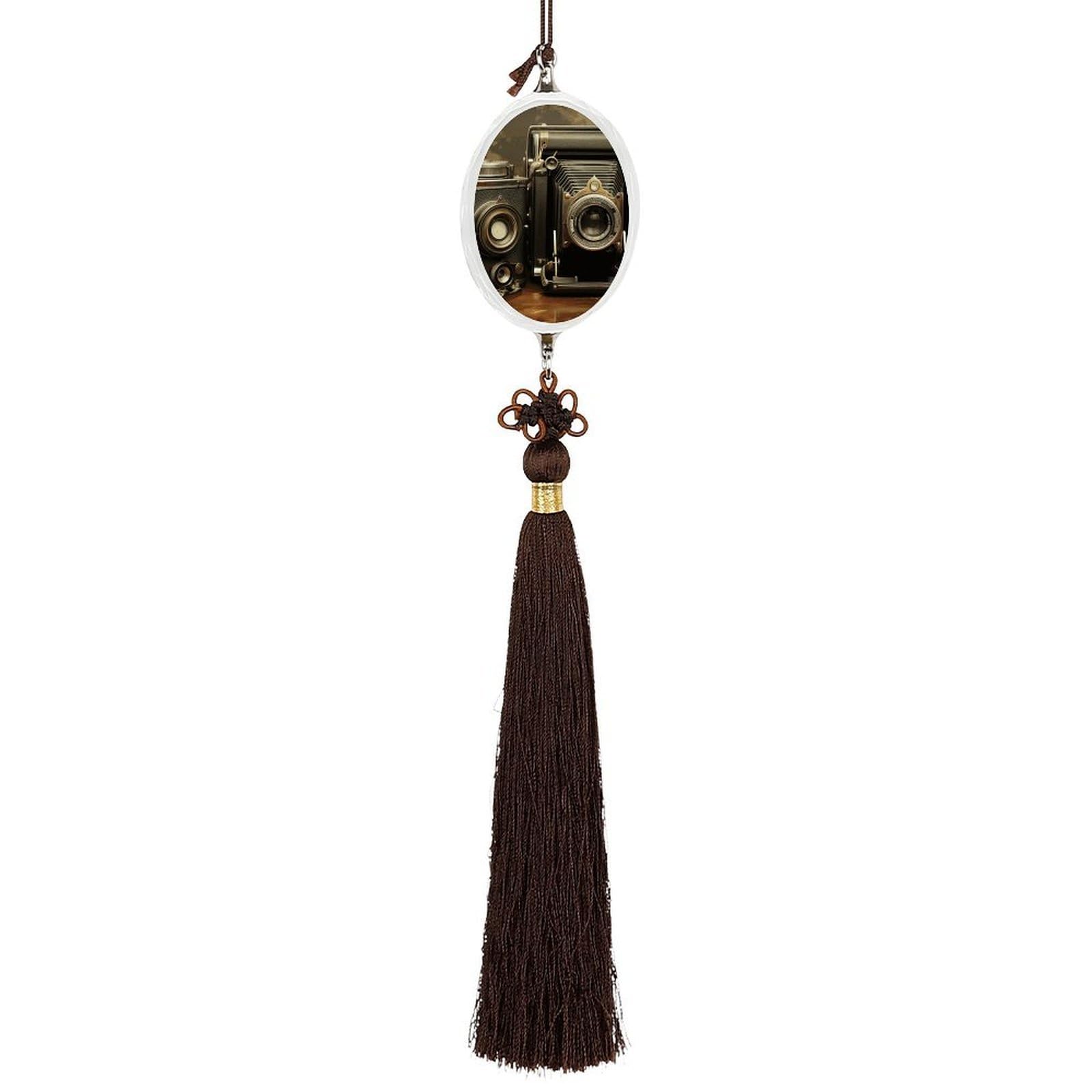 Old Camera Car Pendant Sun Catcher Crystal Ornament for Rearview Mirror, Elegant Car Hanging Ornament with Tassel for Home & Office Decor