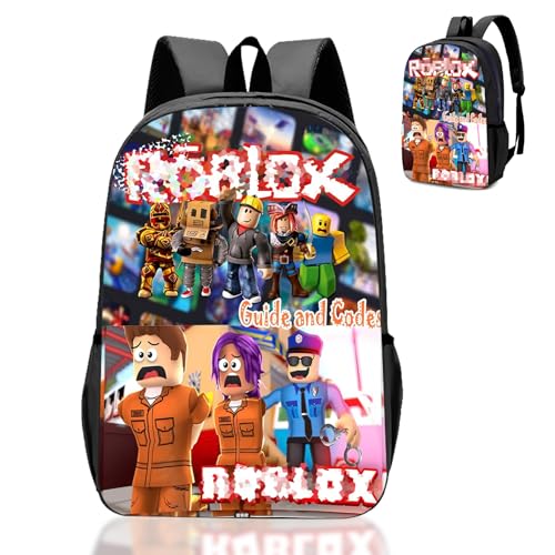 Roblx Backpack School Bag Boys Teen- Anime School Rucksack with Adjustable Shoulder Straps 3d Printed Book Bags Childrens Schoolbag Waterproof Backpack for 3-12 Years Gamers Gifts Hiking Travel