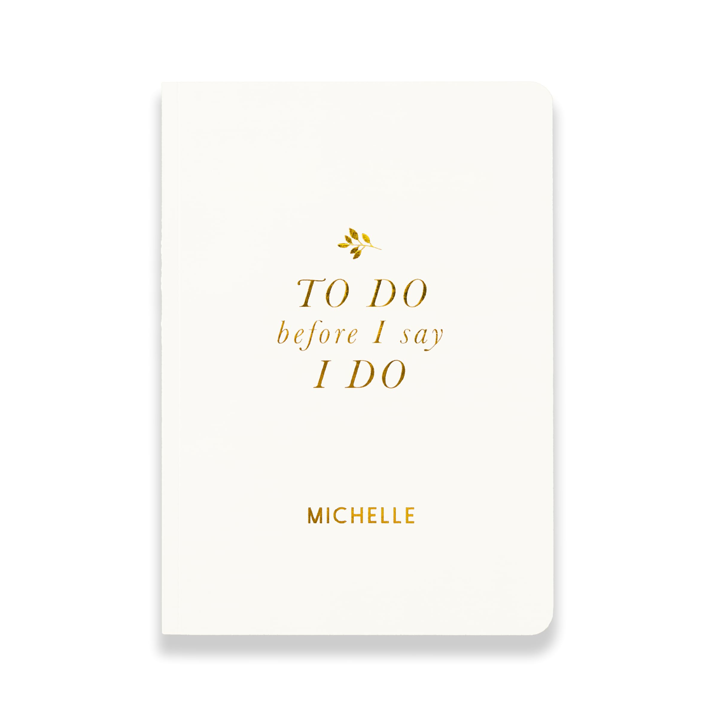 Martha Brook Personalised Bride's To Do A5 Softback Notebook, 14.9 x 21cm, 140 Pages, Gold Foil Cover, Blank Paper, Wedding Planning (Ivory White)