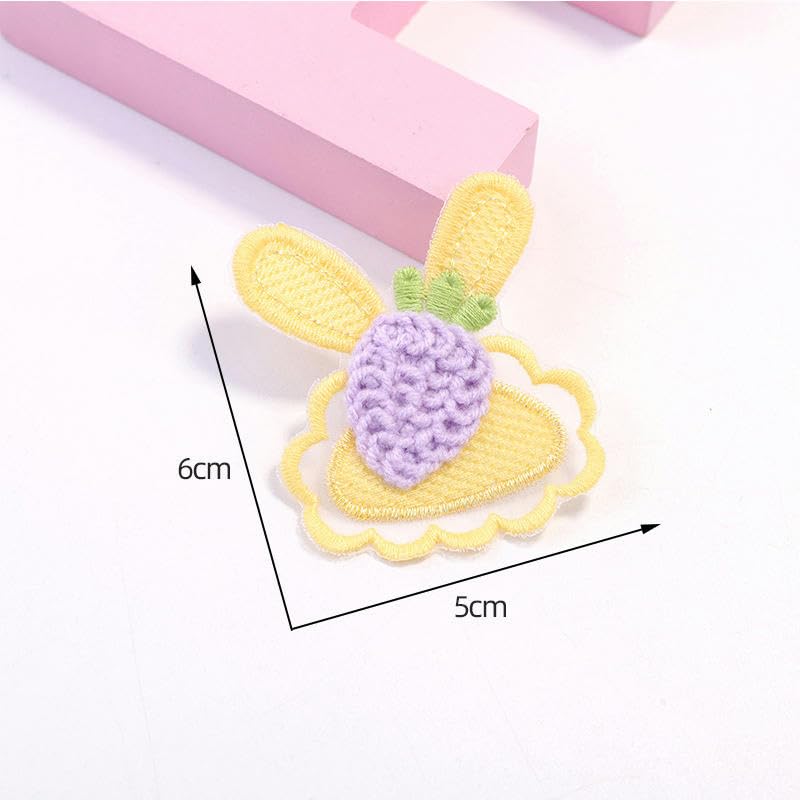 Parches de Bordado Parches de Ganchillo con Forma Conejo y Zanahoria, 6 x 5 cm, 20 Unidades, Bordados, for Planchar, Chinos, for Coser en Ropa, Vaqueros Chaquetas(Yellow)