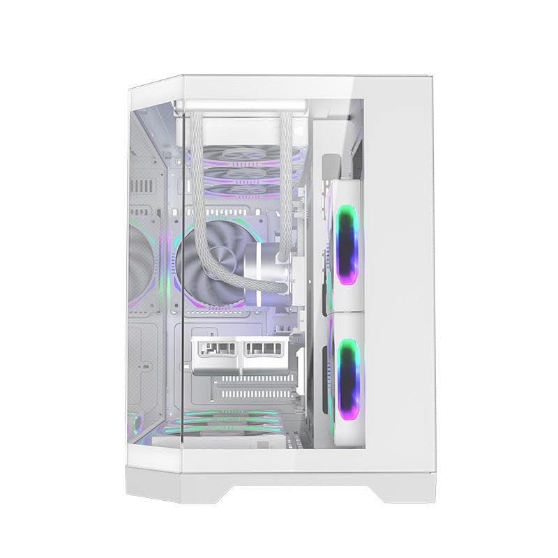 Image of M1 Gaming PC CASE (White) | TOP 360 MM AIO | M-ATX, Micro- ITX, 270 Degree Panoramic View |Bottom MESH for DUST Protection |USB2.0,USB3.0,Headphone and Microphone Jack |NO PREINSTALLED Fans