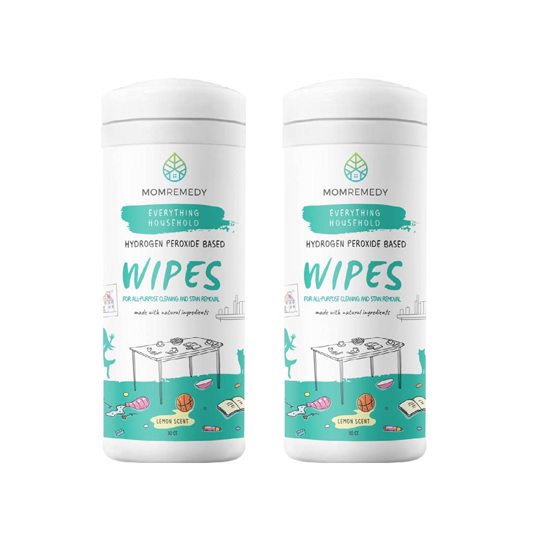 Hydrogen Peroxide Cleaning Wipes | All Purpose Cleaner and Stain Remover | Multipurpose for Home, Kitchen, Bathroom, All Surfaces | Non-Toxic | 2 Pack (60CT)