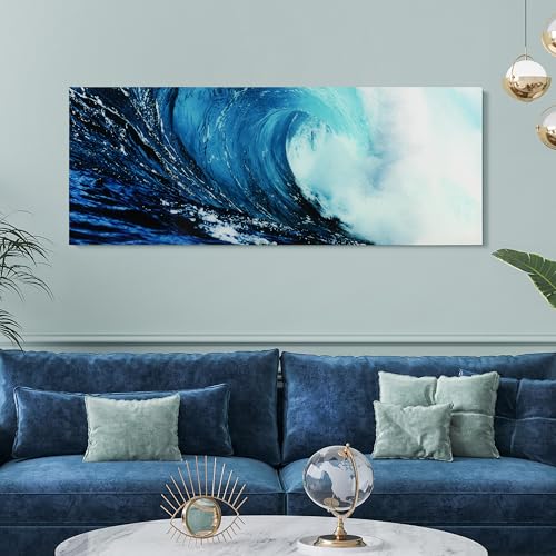 Empire Art Direct Blue Wave 2 Frameless Free Floating Tempered Glass Panel Graphic Wall Art, 24" x 63" x 0.2", Ready to Hang - Image 7