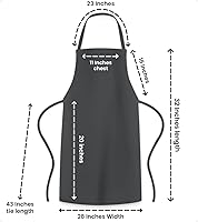 Vista 6 de Aprons for Men - 100% Polyester Chef Apron Women with Extra Long Ties - Cooking Aprons for Women & Mens Apron Gris