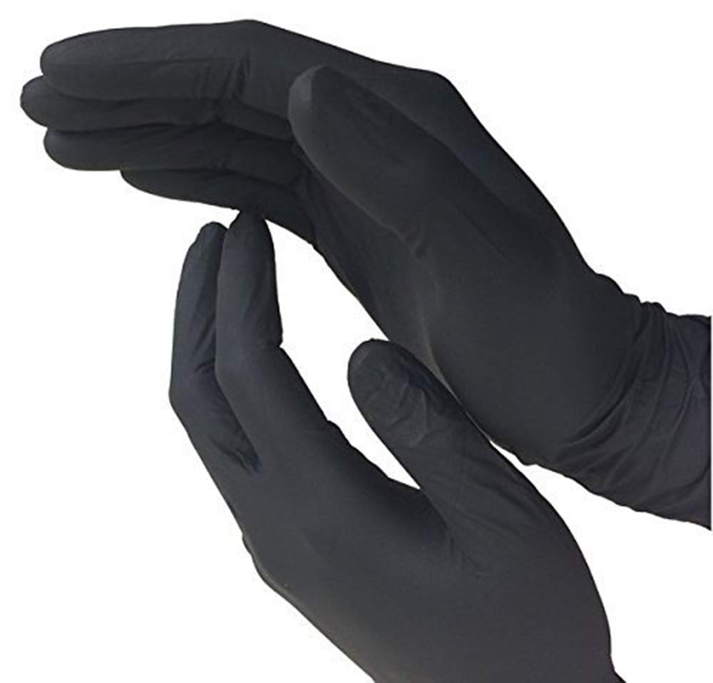 100 Pc/Lotto Guanti in Nitrile Nero Extra Strong Guanti in Lattice Senza Polvere Visita Medica Guanti in Nitrile Elettronica, Cibo, Bellezza,S