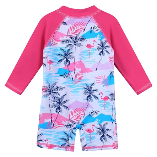 Image of HUAANIUE Toddler Girl Swimsuit Long Sleeve UPF50+ Sun Protection