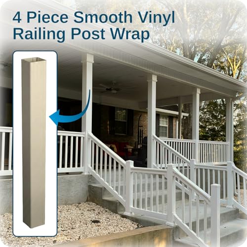 Image of Weatherables 4x4 Vinyl Post Wrap - Weatherproof Premium Outdoor Vinyl Porch Post Wrap for Quickly Refreshing Existing Deck, Patio, and Porch Posts (4 inchx4 inchx96 inch, Tan)