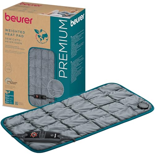 Beurer HK 145 Cosy Weight Almohadilla Térmica con Peso, Almohadilla Agradable con 1500g de Peso para Más Relajación, Calma y Calor Reconfortante, con Relleno de Perlas de Vidrio, 60 x 30 cm