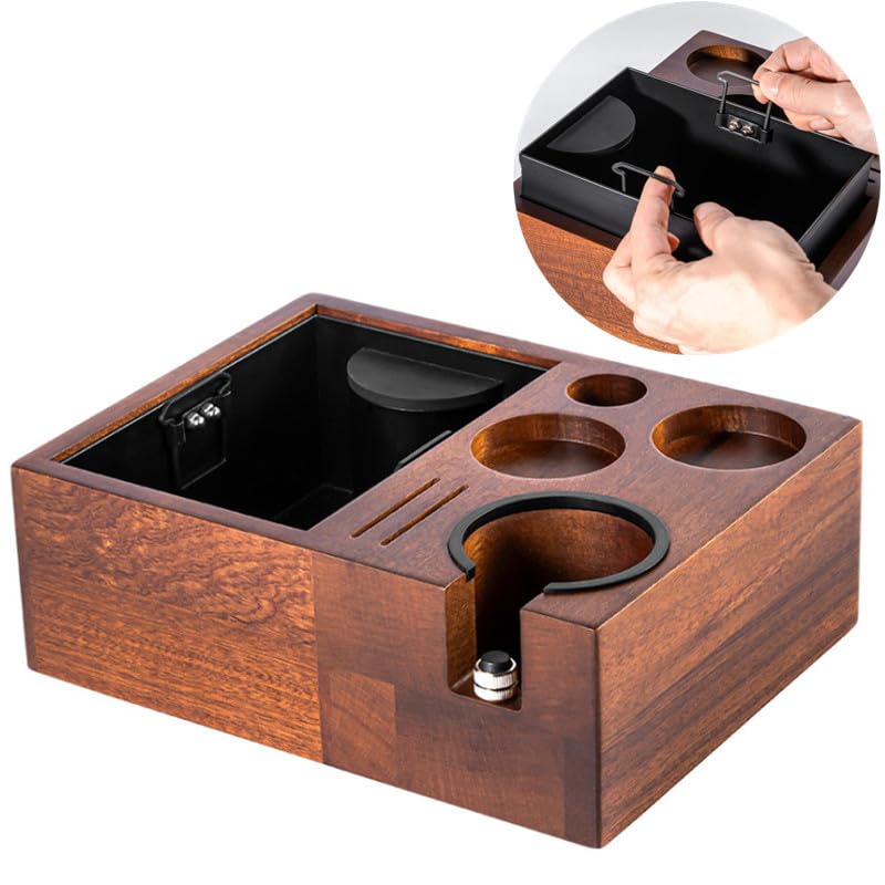 Soporte for tapete de prensado de café con Caja de golpeo extraíble, Soporte for portafiltros de 51 mm, 54 mm y 58 mm, Accesorios for cafeteras Espresso y Baristas(N2)