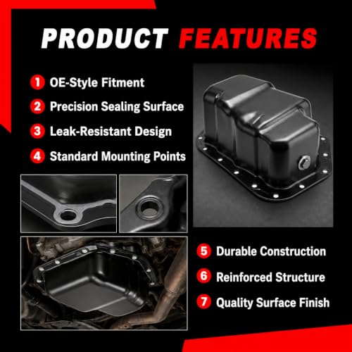 Image of 264-455 Engine Oil Pan Sump with Drain Plug Compatible with Honda CR-V 2012 2013 2014 l4 2.4L Sport Utility Replace 11200R5A000
