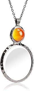 Magnifying Glass Necklace,Jiulory 10x Magnifying Glass Pendant, Long Chain Glass Lens Magnifier Necklace Elderly Care Accessory Kids Hiking Camping Necklace Magnifier
