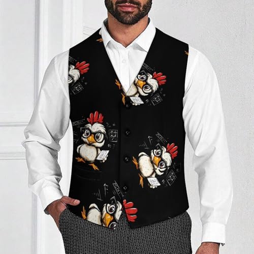 Mathemachicken Chicken Math Mens Slim Fit Suit Vest Dress Waistcoat Casual Business Vest2