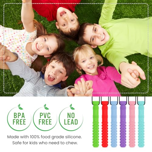 6 Pack Sensory Chew Necklaces, Chewable Silicone Necklaces for Chewers with Autism, ADHD, SPD, or Special Oral Motor Needs - Image 5